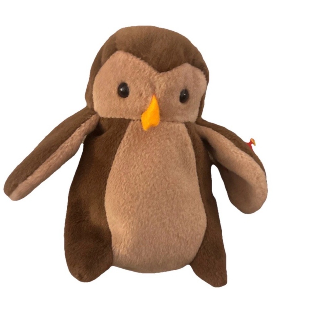 VTG Ty Beanie Baby Brown Plush Hoot The Owl